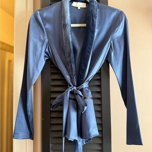 Fleur Du Mal Blue Silk Set